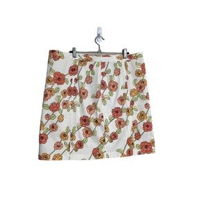 Loft White Spring Floral Colorful Skirt 16